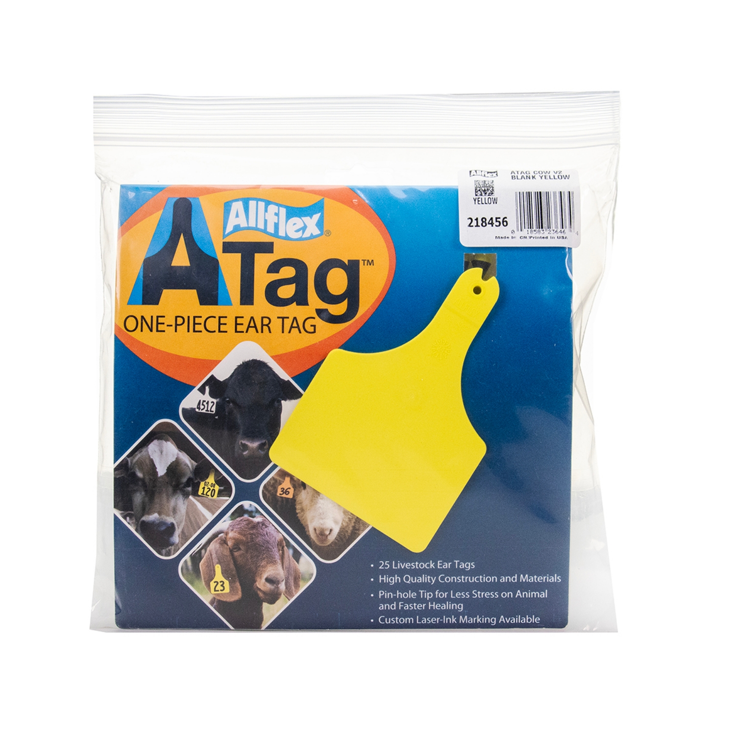 Picture of ALLFLEX  A-TAG COW one piece YELLOW BLANK - 25/bag