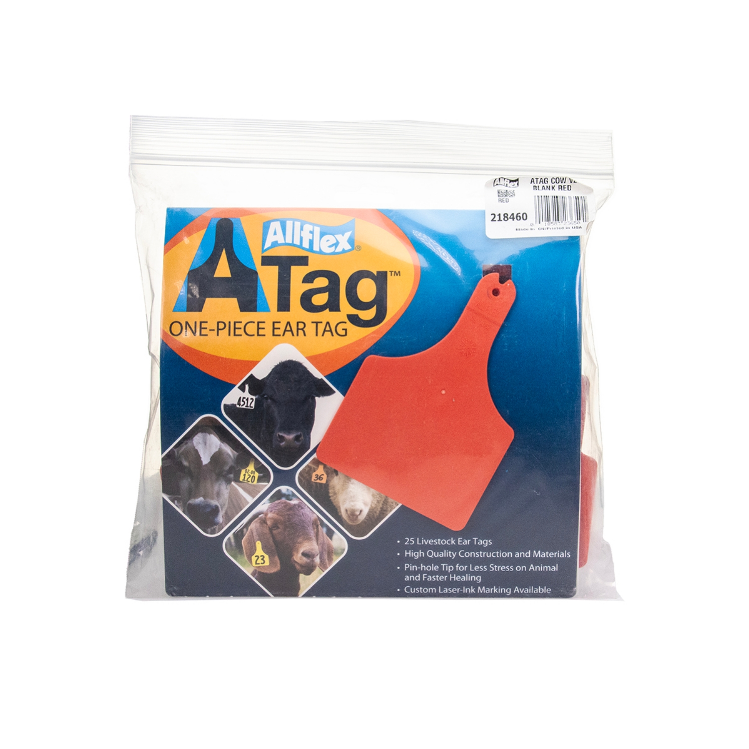 Picture of ALLFLEX  A-TAG COW one piece RED BLANK - 25/bag