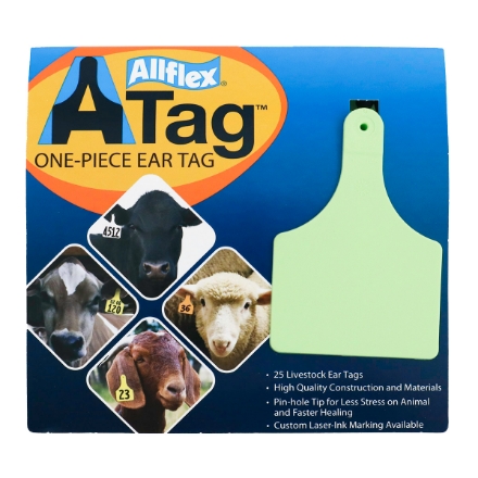 Picture of ALLFLEX  A-TAG COW one piece GREEN BLANK - 25/bag