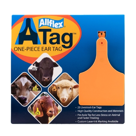 Picture of ALLFLEX  A-TAG COW one piece ORANGE BLANK - 25/bag