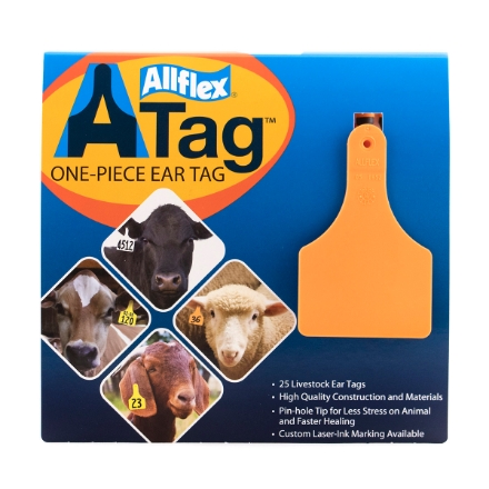 Picture of ALLFLEX  A-TAG CALF one piece ORANGE BLANK - 25/bag