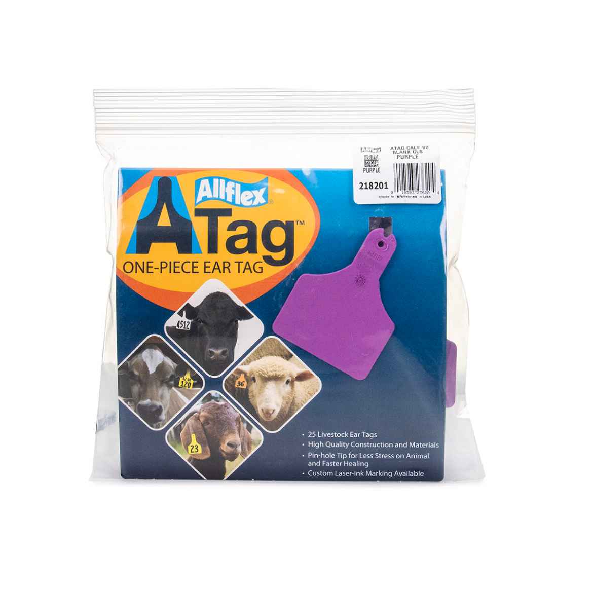 Picture of ALLFLEX  A-TAG CALF V2 one piece PURPLE BLANK - 25/bag