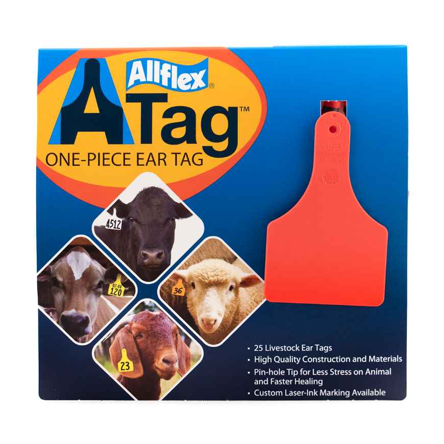 Picture of ALLFLEX  A-TAG CALF one piece RED BLANK - 25/bag