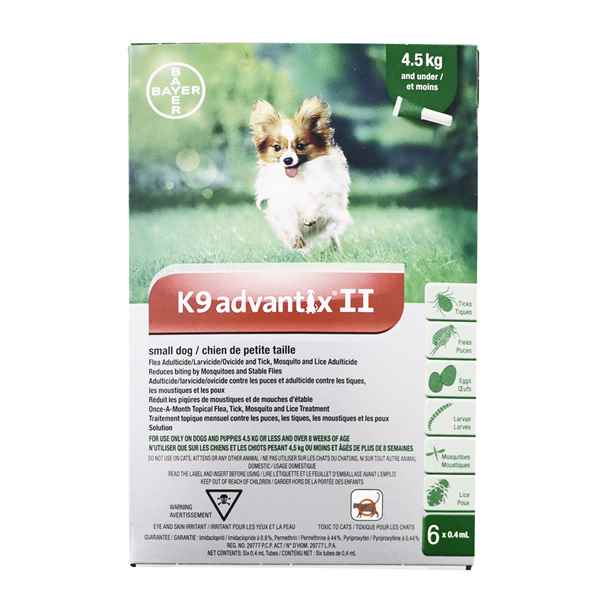Picture of K9 ADVANTIX II GREEN 6 x 0.4ml DOG UNDER 4.5kg  (su12)