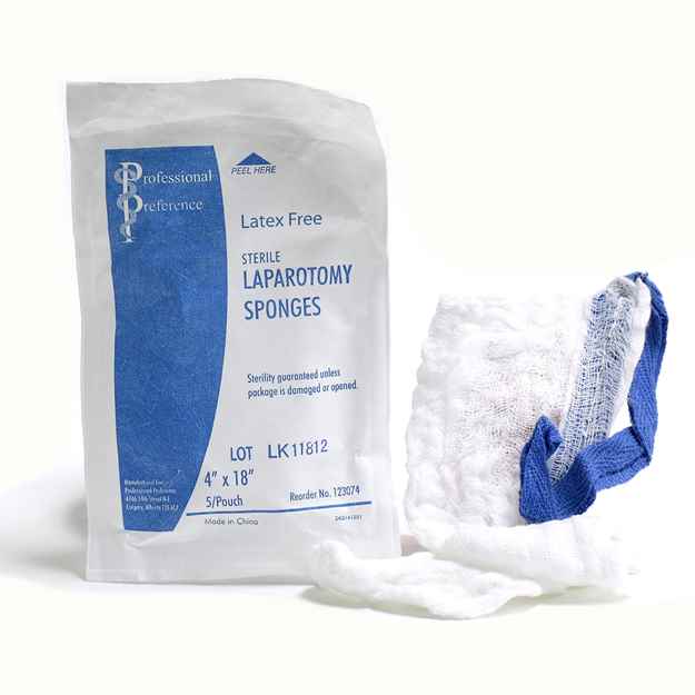 Picture of LAPAROTOMY SPONGE STERILE(PROF PREF) 4in x 18in - 5/pkg