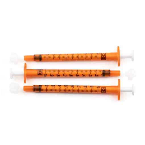 Picture of SYRINGE BD 1cc AMBER ORAL with TIP CAP - 100's