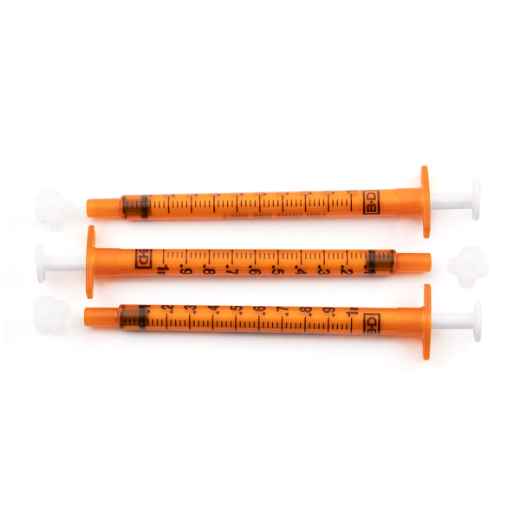 Picture of SYRINGE BD 1cc AMBER ORAL with TIP CAP - 100's