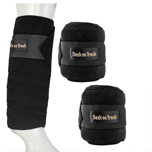 Picture of BACK ON TRACK EQUINE FLEECE POLO WRAPS BLACK 320cm - Pair