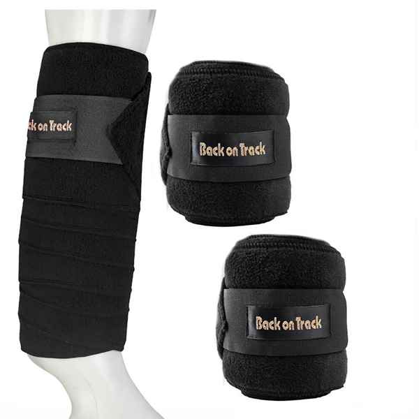 Picture of BACK ON TRACK EQUINE FLEECE POLO WRAPS BLACK 320cm - Pair