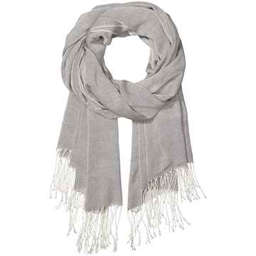 Picture of BACK ON TRACK SCARF GREY w/ WHITE TASSELS
