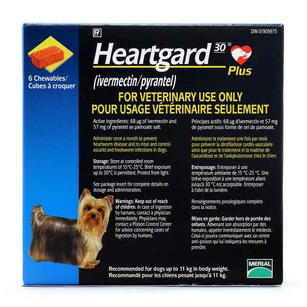 Picture of HEARTGARD-30 PLUS BLUE 68mcg UP TO 11KG - 6s (SU20)