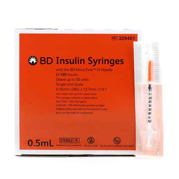 Picture of INSULIN SYRINGE & NEEDLE BD 0.5cc low dose 28g x 1/2in - 100s