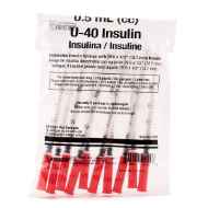Picture of INSULIN SYRINGE & NEEDLE 40IU 0.5ml 29g x 1/2in(SP) - 100`s