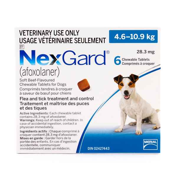 Picture of NEXGARD CHEWABLE TAB BLUE 28.3mg for Dogs 4.6 - 10.9kg - 6's (su 10)