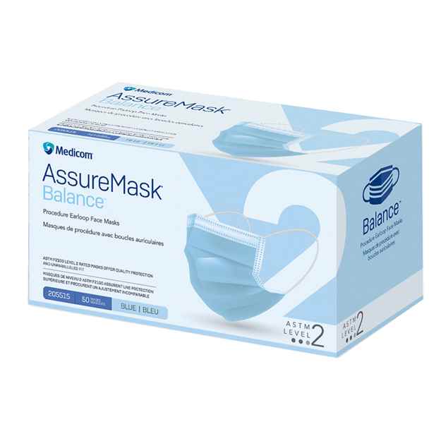 Picture of MASK ASSUREMASK BALANCE EARLOOP LEVEL 2 BLUE - 50/box