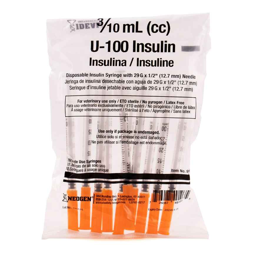 Picture of INSULIN SYRINGE & NEEDLE IDEAL U100 3/10cc 29g x 1/2in - 100`s