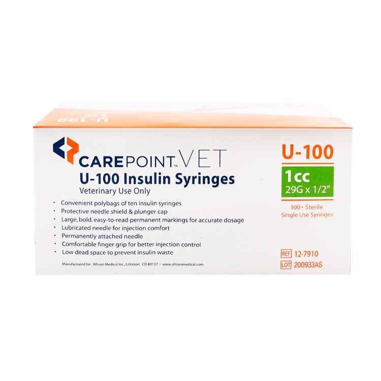 Picture of INSULIN SYRINGE & NEEDLE CAREPOINT 100iu 1cc 29g x 1/2in - 100`s
