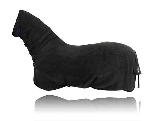 Picture of BACK ON TRACK EQUINE FLEECE RUG with NECK BLACK - 72in