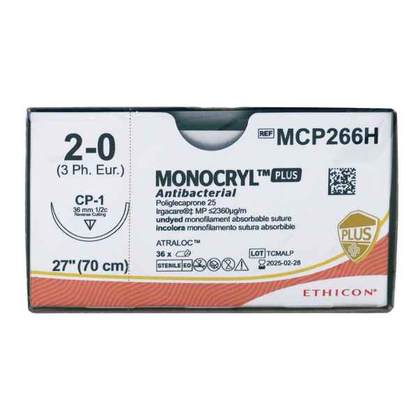 Picture of MONOCRYL PLUS 2/0 27in UNDYED CP1 - 36s (MCP266H)(so)