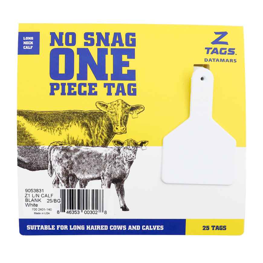 Picture of Z TAG CALF one piece LONG NECK WHITE BLANK - 25/bag