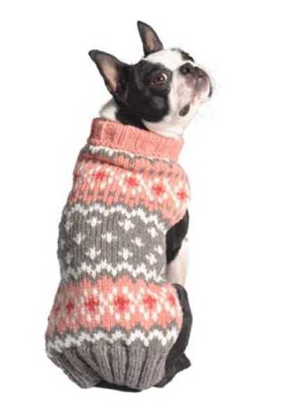 Picture of SWEATER CANINE Chilly Dog Peach Fairisle - X Small