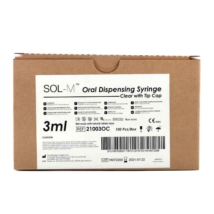 Picture of SOL-M ORAL DISPENSING SYRINGE CLEAR w/ CAP 3ml - 100s