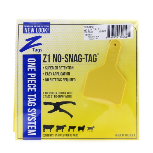 Picture of Z TAG CALF one piece LONG NECK YELLOW BLANK - 25/bag