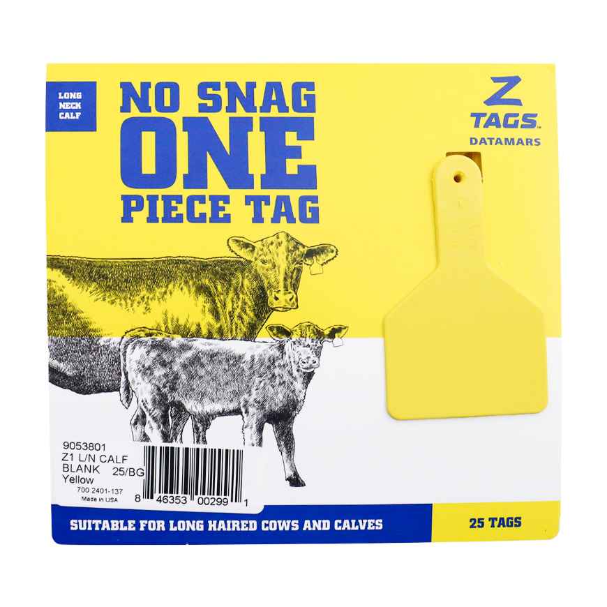 Picture of Z TAG CALF one piece LONG NECK YELLOW BLANK - 25/bag