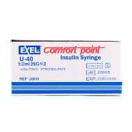 Picture of INSULIN SYRINGE & NEEDLE EXEL 40iu 0.5cc 29g x 1/2in - 100s