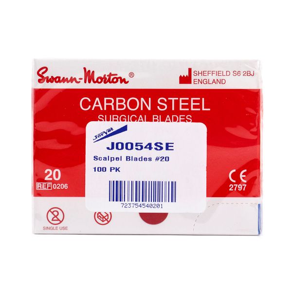 Picture of SCALPEL BLADES SWANN MORTON Carbon Steel 20 (J0054SE) - 100/box