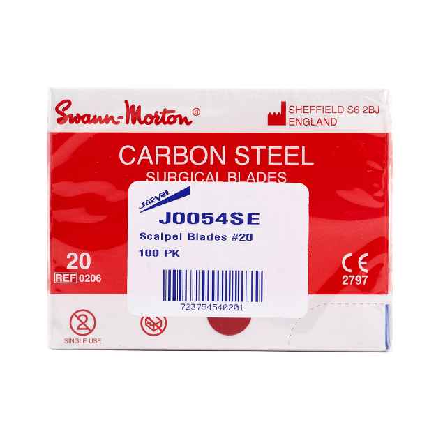 Picture of SCALPEL BLADES SWANN MORTON Carbon Steel 20 (J0054SE) - 100/box