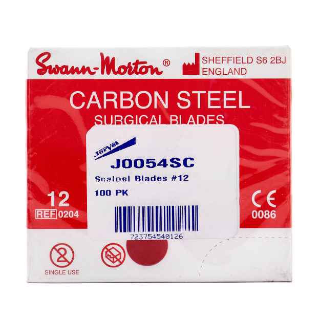 Picture of SCALPEL BLADES SWANN MORTON Carbon Steel 12 (J0054SC) - 100/box