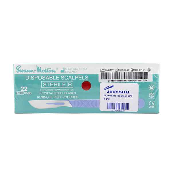 Picture of SCALPEL Disposable with Swann Morton CS 22 BLADE (J0055DG) - 10/box