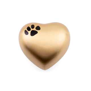 Picture of CREMATION Urn Paw Print Classic Brass (0316PPH) - Heart Shape