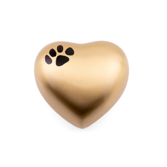 Picture of CREMATION Urn Paw Print Classic Brass (0316PPH) - Heart Shape