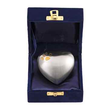 Picture of CREMATION Urn Paw Print Classic Pewter (J0316PPPH) - Heart Shape