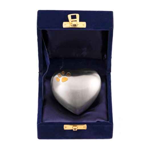 Picture of CREMATION Urn Paw Print Classic Pewter (J0316PPPH) - Heart Shape