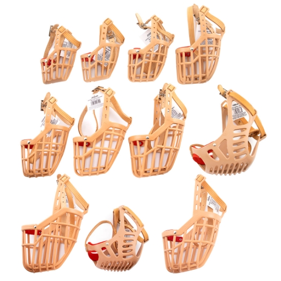 Picture of MUZZLE PLASTIC BASKET CANINE Jorvet Standard Buckle (J0884S) Set of all Size