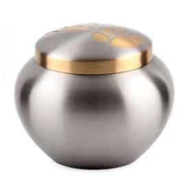 Show details for CREMATION URN Pewter/Brass Dbl Paw Odyssey (J0316DPL) - Large Picture of CREMATION URN Pewter/Brass Dbl Paw Odyssey (J0316DPL) - Large