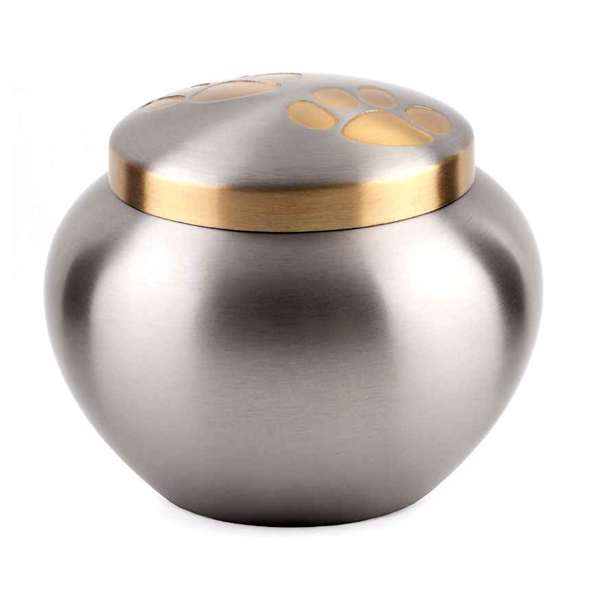 Picture of CREMATION URN Pewter/Brass Dbl Paw Odyssey (J0316DPL) - Large