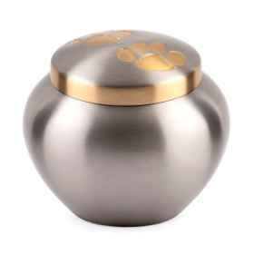 Show details for CREMATION URN Pewter/Brass Dbl Paw Odyssey (J0316DPM) - Medium Picture of CREMATION URN Pewter/Brass Dbl Paw Odyssey (J0316DPM) - Medium