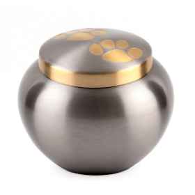 Show details for CREMATION URN Pewter/Brass Dbl Paw Odyssey (J0316DPS) - Small Picture of CREMATION URN Pewter/Brass Dbl Paw Odyssey (J0316DPS) - Small