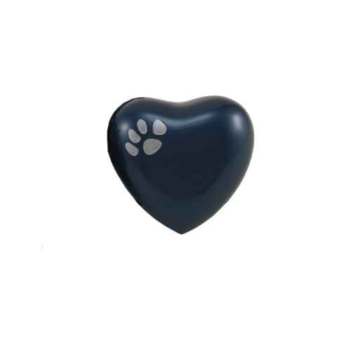 Picture of CREMATION URN Blue/Pewter with Single Paw Heart (J0316MBH)