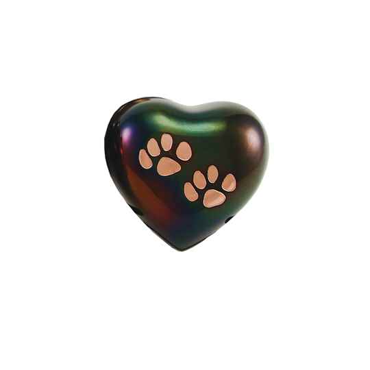 Picture of CREMATION URN Raku / Bronzer with Double Paw Heart (J0316PRH)