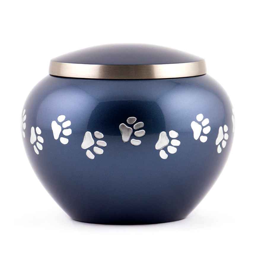 Picture of CREMATION URN Blue/Pewter Paw Print Odyssey (J0316MBM) - Medium