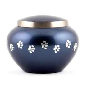 Show details for CREMATION URN Blue/Pewter Paw Print Odyssey (J0316MBS) - Small Picture of CREMATION URN Blue/Pewter Paw Print Odyssey (J0316MBS) - Small