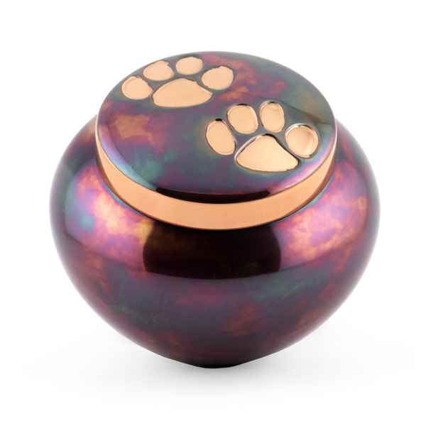 Picture of CREMATION URN Raku/Bronze Double Paw Odyssey (J0316PRS) - Small