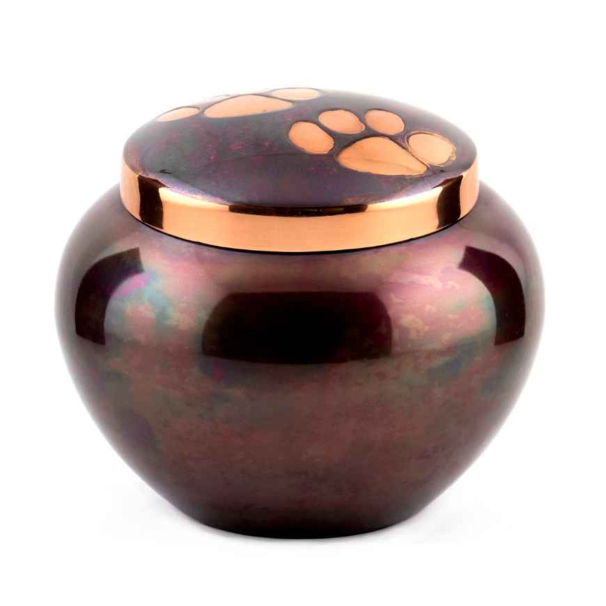 Picture of CREMATION URN Raku/Bronze Double Paw Odyssey (J0316PRL) - Large