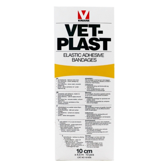 Picture of VET PLAST ELASTIC ADHESIVE BANDAGE Kruuse 10cm x 4.5m - 10/pk