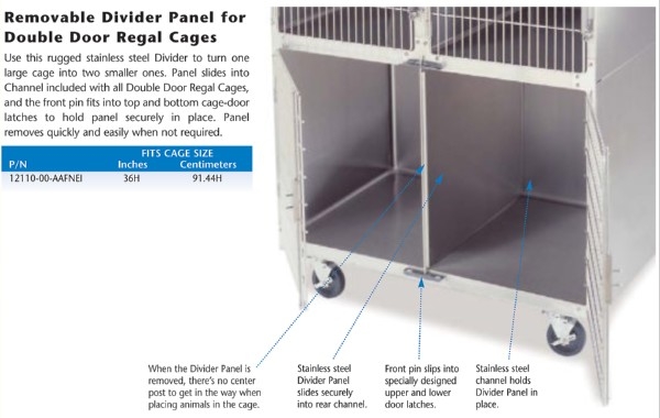 Picture of CAGE SS DIVIDER REGAL  36 inch tall